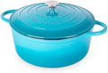 Cast Iron Dutch Oven with Lid - Non-Stick Ovenproof Enamelled Casserole Pot - Sturdy Dutch Oven Cookware - Blue, 7.3- Quart, 30cm- by Nuovva by Nuovva