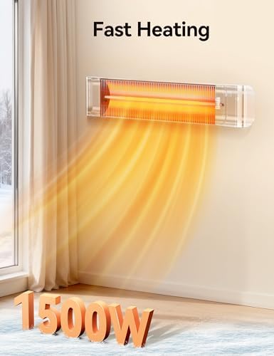 VAGKRI Outdoor Heaters, Electric Infrared Patio Heater with Remote and 12H Timer, IP65 Waterproof, 3 Heat Levels, Wall Mount or Tripod Stand for Home, Office, Patio, Garage - Image 3