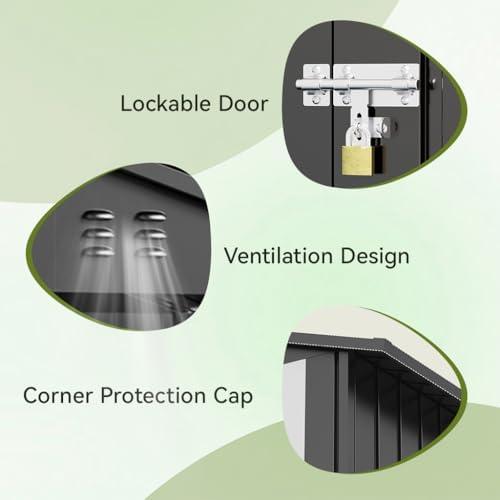 COMHOMA Outdoor Storage Shed Metal Garden Tool House Lockable - Image 4