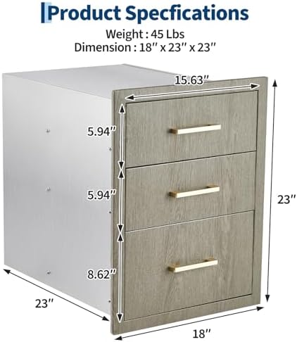 Takywep Kitchen Storage Drawer, Weather-Resistant Three-Layer Unit with Dual Track & Steel Handle for BBQ & Outdoor Use - Image 2