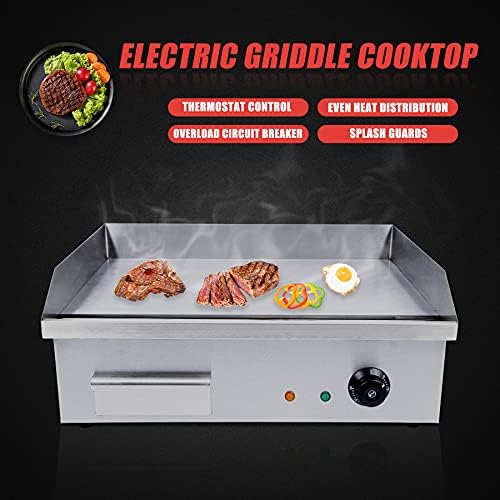Commercial Electric Griddle, 3000w Stainless Steel Teppanyaki Grill Indoor Outdoor, Countertop Flat Top BBQ Plate with Thermostatic Control - Image 2