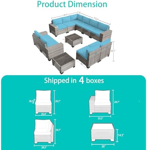 Outdoor Patio Furniture Set PE Wicker Rattan Outdoor Sectional Sofa - Image 5