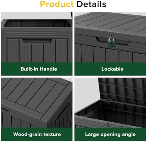 PatioZen 50 Gallon Package Delivery Boxes for Outside, Lokable Secure Resin Package Delivery Box with Lid, Weatherproof and Anti-Theft Storage for Outdoor Front Door, Porch, Curbside, House (Black) - Image 3