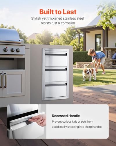 VEVOR Outdoor Kitchen Drawers 14.7"W x 25.4"H x 18.7"D Stainless Steel - Image 6