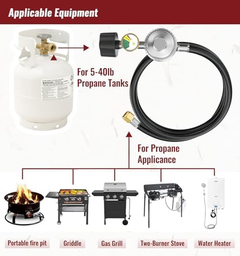 CALPOSE 6 Feet Propane Hose with Regulator & Gauge - Image 5