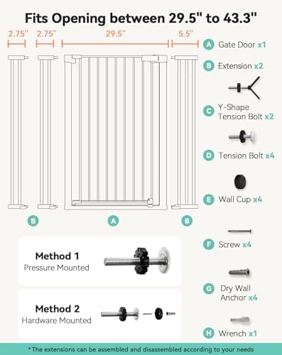 COMOMY 42" Extra Tall Baby Gate for Stairs, Fits 29.5" to 43.3" Openings - Image 7