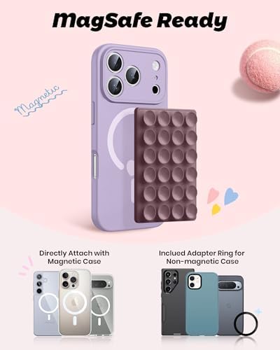 amBand Magnetic Suction Phone Mount for MagSafe Case, Silicone Cup Sticky Grip Holder for iPhone, Removable Hands-Free Selfie/Video for TikTok Influencers, Women Gift, Smoke Violet - Image 2