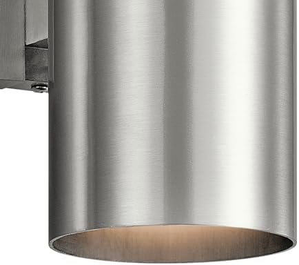 Kichler Cylinders 12" 2-Light Cylinder Outdoor Wall Sconce in Brushed Aluminum, (12" H x 4.75" W), 9244BA - Image 4