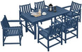 7 Pieces HDPE Outdoor Dining Set, Patio Dining Set with Umbrella Hole, All Weather Outdoor Dining Table Sets for 6, HDPE Patio Furniture Sets for Deck, Backyard, Lawn, and Poolside, Navy by SeeHill