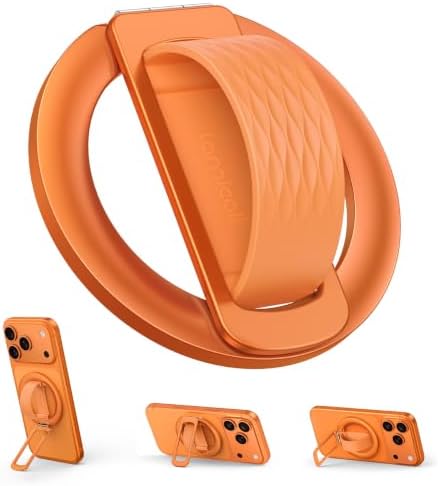 Lamicall Cosmic Orange Silicone Finger Loop Magnetic Phone Grip for MagSafe by Lamicall