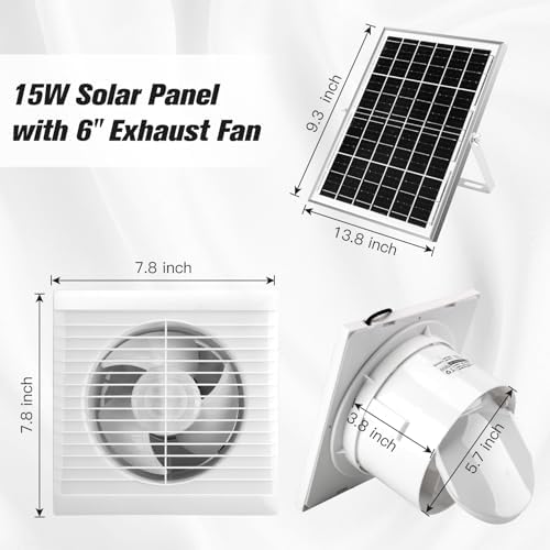blessny 6" Solar Exhaust Fan for Greenhouse, Chicken Coop, Shed & Pet House - Image 2