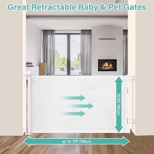 EZIGO 55 Inch Retractable Baby Gates Extra Wide Reinforced Baby Dog Gate - Image 2