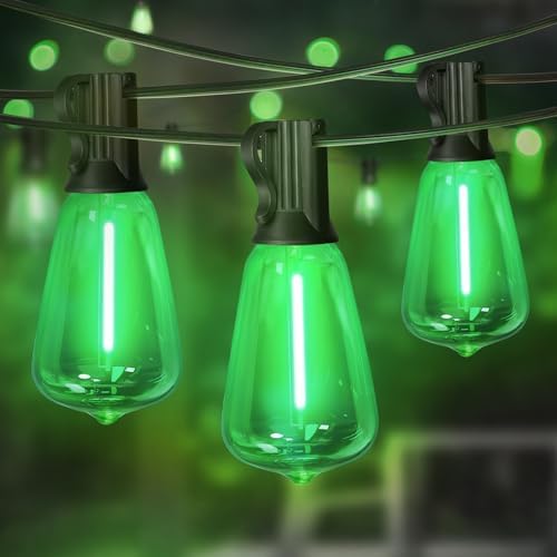 LAMPHOME 2-Pack 26Ft ST38 Green St Patrick's Day Patio Lights, Outdoor String Lights with 12+1 Shatterproof LED Edison Bulbs, Waterproof String Lights for Bistro Christmas Party Decor by ULL