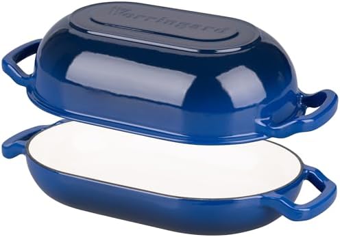 VORRINGARD Enameled Cast Iron Sourdough Bread Oven, Dutch Oven, Loaf Cast Iron Bread Pan for Homemade Bread Baking, Meatloaf Pan with Lid, 7QT, Blue - Image 6