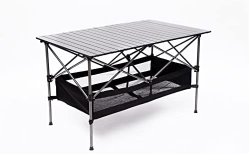 5-Piece Folding Outdoor Table and Chair Set, 46.46" Portable Camping Table with 4 Chairs, Black - Image 7