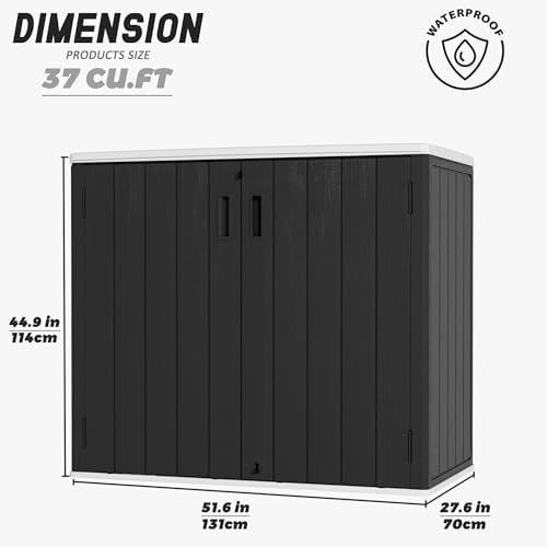 Mrosaa Large Outdoor Storage Box,Resin Sheds&Outdoor Storage Waterproof/Lockable,Outdoor Storage Cabinets for Balcony,Garage,Backyard (37Cu.ft-Black White) - Image 4