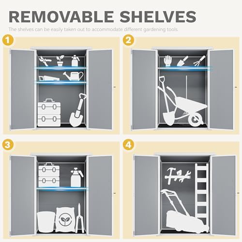 DWVO Outdoor Tall Storage Shed 50 Cuft with 2 Shelves and Floor - Image 3