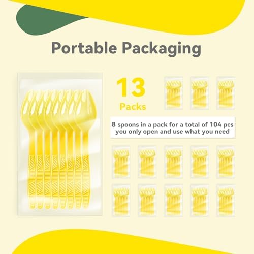 Yellow Plastic Spoons Heavy Duty, Disposable Party Supplies 104 PCS - Image 4