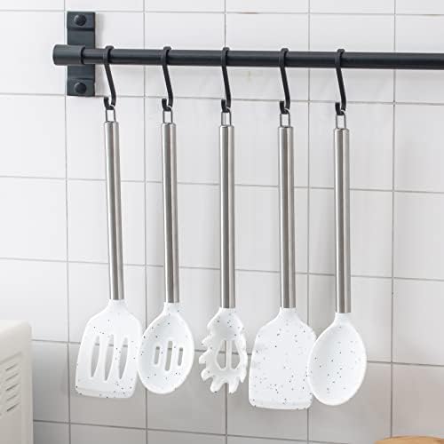 COOK WITH COLOR Silicone Cooking Utensils, Kitchen Utensil Set, Easy to Clean Silicone Kitchen Utensils, Cooking Utensils for Nonstick Cookware, Kitchen Gadgets Set, 5 Pieces, Speckled White - Image 7