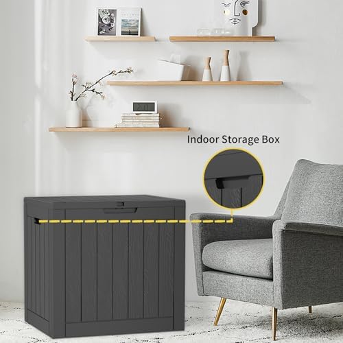 PatioZen 30 Gallon Resin Deck Box, Lockable Outdoor Storage Box for Patio Cushions Storage Furniture, Garden Tools,Pool Supplies, Weatherproof and UV Resistant (Black) - Image 4