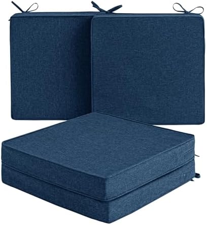 Outdoor Chair Cushions, Set of 4, 18.5 x 16 Inch, Navy Blue by Unknown