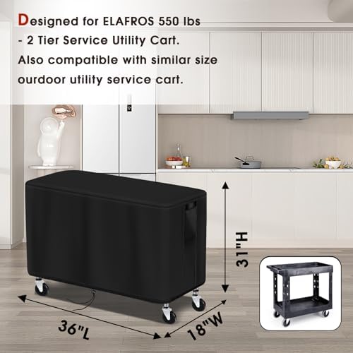 Outdoor Cart Cover for ELAFROS 550 lbs 2 Tier Plastic Utility Cart - Image 3