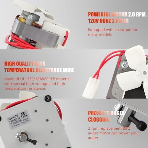 2.0 RPM Auger Motor Replacement Parts, Compatible with Traeger, Pit Boss, and Camp Chef, Wood Pellet Grill Smokers, Universal Barbecue Auger Motor Replacement 120V 60Hz 2 Pole - Image 5