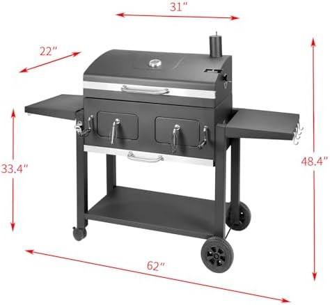 Charcoal Grill 753 Sq In,Extra Large BBQ Grill Adjustable Charcoal Trays - Image 6