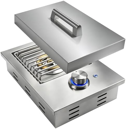 Built-In Single Side Burner for Outdoor Kitchen, 17,500 BTU Natural Gas by Qualipo