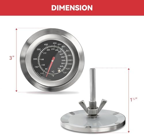 3" Smoker Temperature for Blackstone Tailgater Combo 1555 Grill, Grill Thermometer Gauge for Blackstone Tailgater Grill Griddle, 200°F to 1300°F Temp Gauge - Image 2