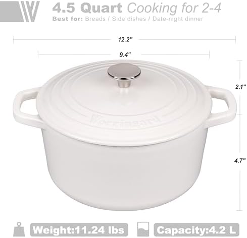 VORRINGARD Enameled Cast Iron Dutch Oven Pot with Lid, for Bread Baking, Round Bread Oven- include Sourdough Bread Baking Supplies Set, 4.5QT, White - Image 2