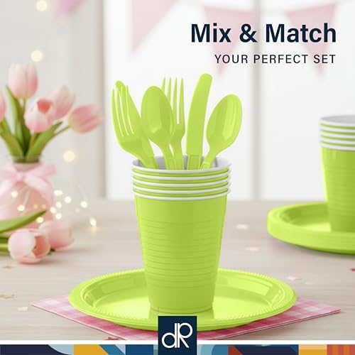 DecorRack Lime Green Plastic Cups, 12 oz Disposable Cups, Reusable Party Supplies (40 Count) - Image 5