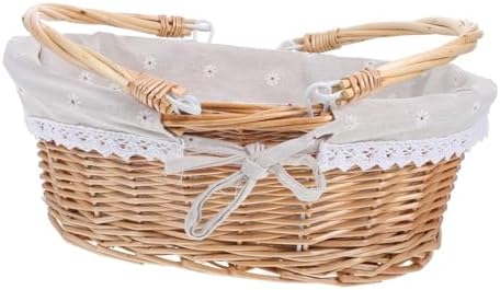 Wicker Storage Basket with Handles for Home Kitchen Organizing Xmas by OKUMEYR