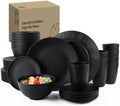 Homienly Wheat Straw Dinnerware Set,40-Piece Dish Set for 8, Dinner Plates, Dessert Plate, Cereal Bowls, Cups, Appetizer Plates,Reusable Dinner Plates Kids Plates and Bowls Sets,Black by HOMIENLY