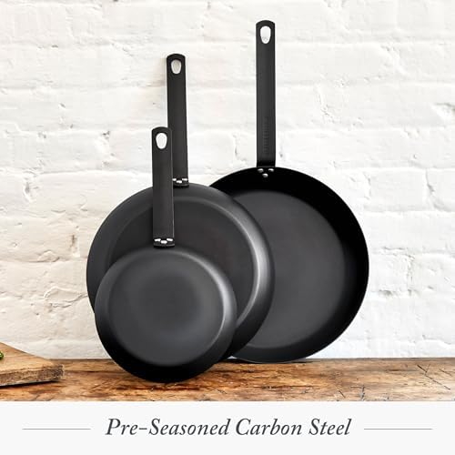 Merten & Storck Pre-Seasoned Carbon Steel 12" Frying Pan Skillet, Cast Iron Lightweight, Durable, Sear Grill Broil Fry, Indoor Outdoor Cooking, Easy to Clean, Oven Safe, Induction, Steel Handle, Black - Image 2