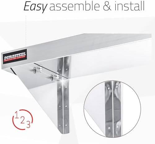 DuraSteel Stainless Steel Shelf - 36 Inch Wide x 14 Deep Commercial NSF Mounted Metal Wall Shelf Pantry Organizer Garage Storage Shelves - Rack Shelving Restaurant Kitchen Units Laundry Utility Room - Image 6