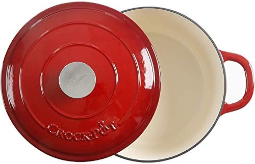 Crock Pot Artisan 5-Quart Round Enameled Cast Iron Dutch Oven – Red, Durable Heavy-Duty Cookware for Slow Cooking, Roasting, Baking with Lid - Image 3