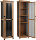 62" H Tall Narrow Outdoor Storage Cabinet with Metal Top, Outdoor Shed Storage Unit Waterproof with Adjustable Shelves for Garden, Patio, Living Room, or Entryway Storage, Black by PETSCOSSET