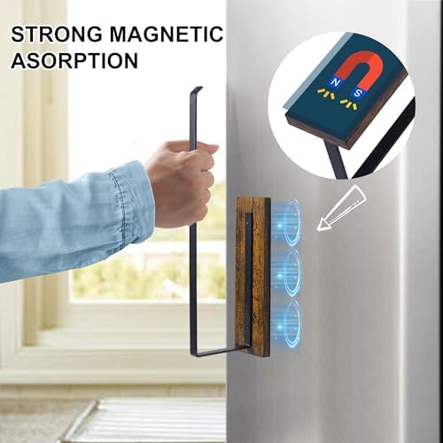 Magnetic Paper Towel Holder,Wood Farmhouse Heavy Duty Strong Magnet Backing for Toolbox,Grill,Microwave,Fridge,Garage - Fit for Large Size of Paper Towel Roll - Image 2