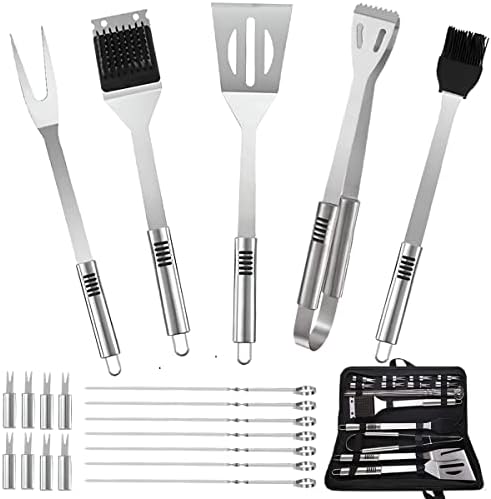 BBQ Accessories Kit - 20pcs Stainless BBQ Grill Tools Set for Smoker Camping Barbecue Grilling Tools BBQ Utensil Set Outdoor Cooking Tool Set with Canvas Bag Gift for Thanksgiving Day, Christmas by Unknown