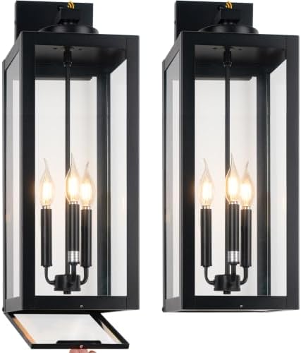 24" Extra Large Dawn to Dusk Outdoor Light Fixture Closed Bottom 3-Light by Yolsunes