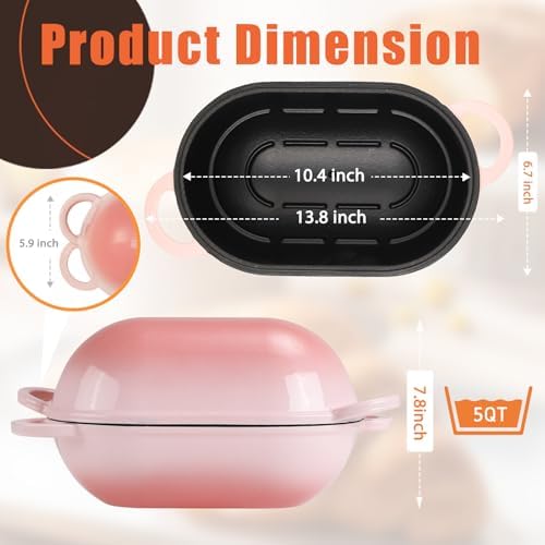 5 QT Enameled Cast Iron Sourdough Bread Oven, Loaf Pan with Lid - Image 2