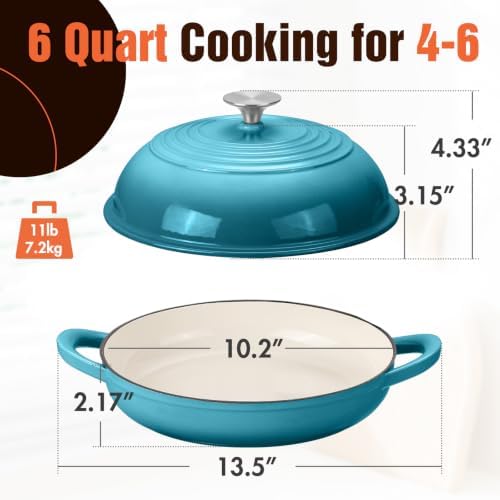 6 QT Enameled Cast Iron Round Bread Oven, Sourdough Dutch Oven - Image 2