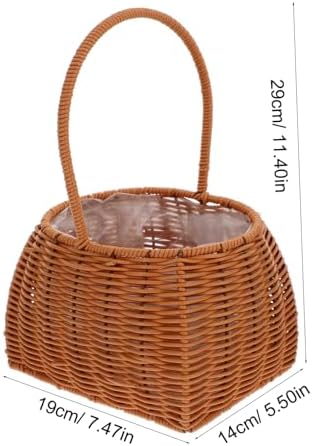 Wicker Handheld Basket for Floral Arrangements, Waterproof PE Weave - Image 5