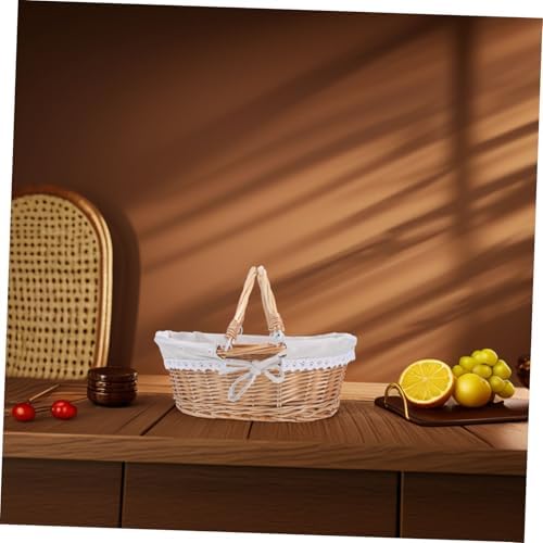 Wicker Storage Basket with Handles for Home Kitchen Organizing Xmas - Image 6