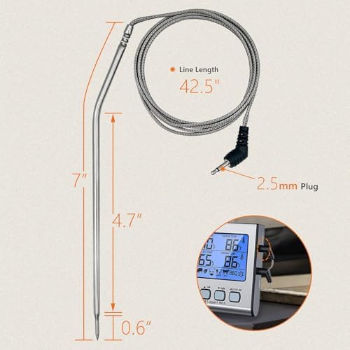Meat Probe Thermometer Replacement for Thermopro TP10 TP25 etc, 2.5mm Plug - Image 2