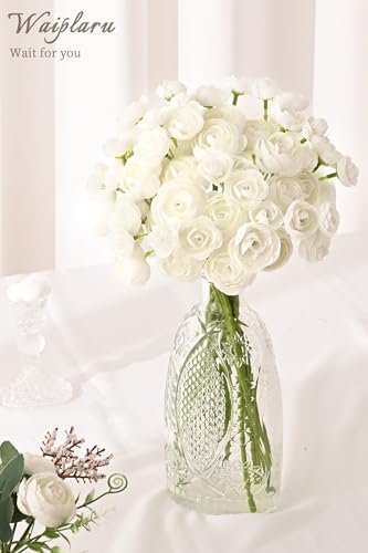 Fake Flowers Faux Flower Artificial Ranunculus Flowers White Peonies - Image 5