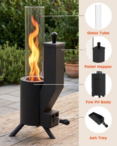 21" Tabletop Wood Pellet Heater with Glass Tube, Modern Gift, FP057 - Image 4