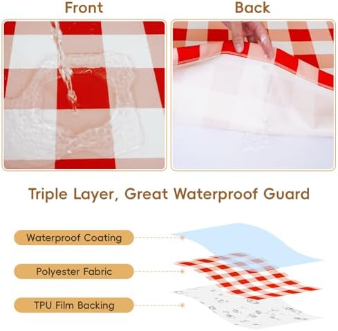 SquarePie 6FT Picnic Table Cover with Bench Covers, 3 Pack, Red Checkered - Image 2