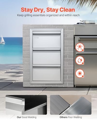 VEVOR Outdoor Kitchen Drawers 14.7"W x 25.4"H x 18.7"D Stainless Steel - Image 5